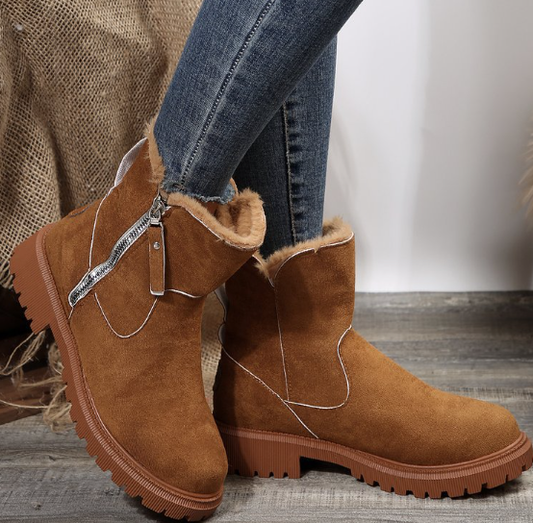 Thick Plush Snow Boots Women Faux Suede